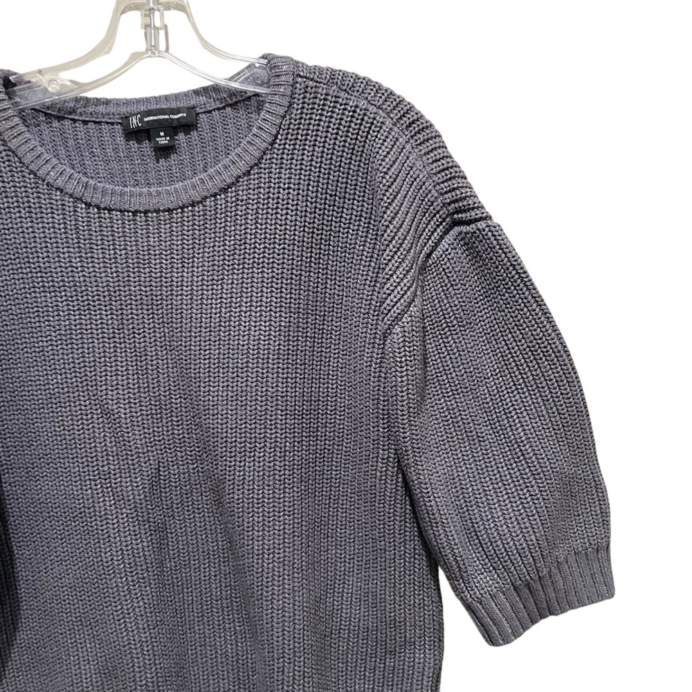 INC International Concepts 3/4 Length Sleeves Chunky Knit Sweater Grey Medium - Picture 5 of 7